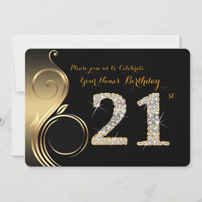 21:a,Inbjudan till födelsedag,Nummerdiameter,Foto Inbjudningar (Framsida)
