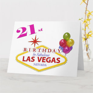 21:a Las Vegas-födelsedagskort Kort