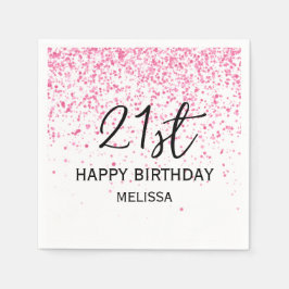 21:a mousserande Shock rosa Glitter-födelsedagen Pappersservett