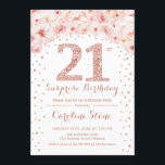 21:a överraskande Födelsedagsfesten - Vit ros Guld Inbjudningar<br><div class="desc">21:a födelsedagsbjudan. Elegantens utformning i faux glitter ro guld och vitt.  rosa ros,  konfekt och diamanter med vattenfärg. Perfekt för glam firande.</div>