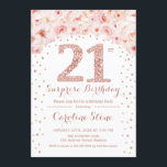 21:a överraskande Födelsedagsfesten - Vit ros Guld Inbjudningar<br><div class="desc">21:a födelsedagsbjudan. Elegantens utformning i faux glitter ro guld och vitt.  rosa ros,  konfekt och diamanter med vattenfärg. Perfekt för glam firande.</div>
