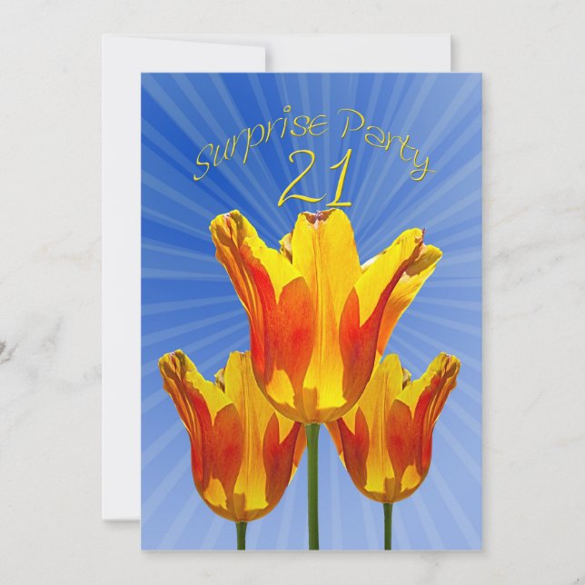 21:a överraskningen Födelsedagsfest inbjudan (Framsida)