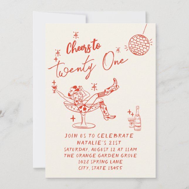 21:a Red Hand plockade Cowgirl Coastal Photo Birth Inbjudningar (Framsida)