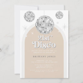 21:a Silver Retro Disco Glitter Inbjudningar