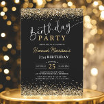 21:a Svarta Guld-Glitter vid alla åldrar Inbjudningar<br><div class="desc">Firar att du vrider 21 år i glupskt stil med denna 21:a inbjudan till Black Guld Glitter vid födelsedag! Den här designen har en elegant svart bakgrund och skuggande faux glitter-accenter, och ger ett modernt glam till din milstolpe firande. Oavsett om du planerar en chic middag eller en roligt ut...</div>