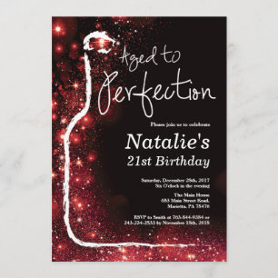 21:a Vin-Åldrasen till Perfektion Red Glitter Inbjudningar