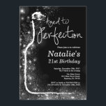 21:a Vin-födelsedagsinbjudan. Åldras till Perfekti Inbjudningar<br><div class="desc">21:a Vin-födelsedagsinbjudan. Åldras till Perfektion. Röda Vin. Inbjudan till provsmakning i Vin. Svart och Silver Glitter Champagne. 18:e 20:e 21:e 30:e 40:e 60:e 70:e 80:e 90:e 100:e,  alla åldrar.
Om du vill göra ytterligare anpassningar klickar du på knappen Anpassa och användor verktygen som är utformat för att ändra mallen.</div>