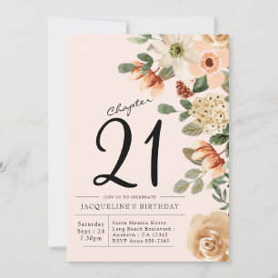 21:a Vintagens Blommigt Inbjudningar