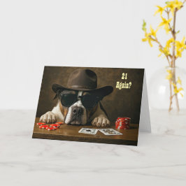 21 Again Happy Birthday Humorous Blackjack Hand Kort