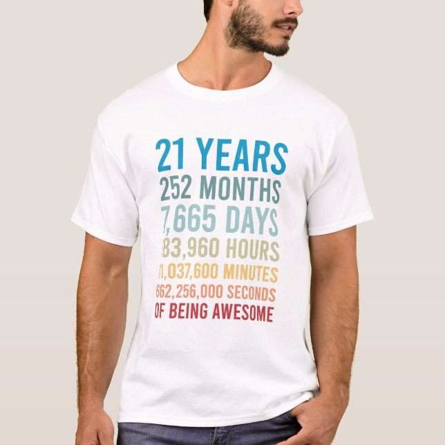 21 år 252 månader 7665 dagar vid Fantastisk födels T Shirt (Framsida)