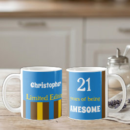 21 år av att vara fantastisk namn blå brun kaffemugg