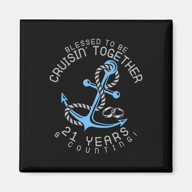 21 år efter Bröllop-årsdagen för Par Cruising Resa Magnet (Framsidan)