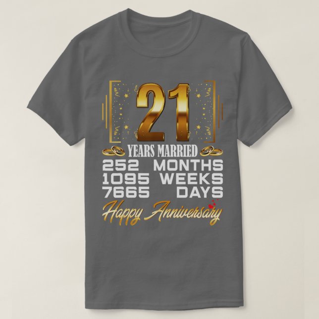 21 år med gift på 21:a Bröllop-årsdagen T Shirt (Design framsida)