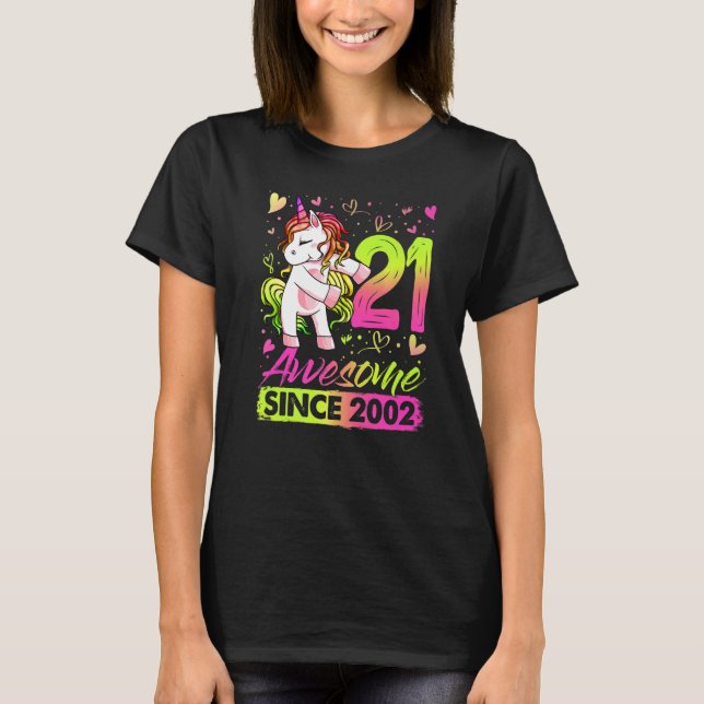 21-åriga Floss Unicorn 21:a födelsedagsflickan T Shirt (Framsida)
