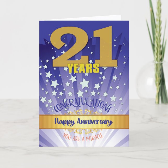 21 Års Återhämtningsjubileum Fetstil Numeral Kort (Framsida)