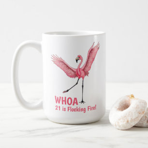 21-års födelsedags flockande eld flamingo kaffemugg