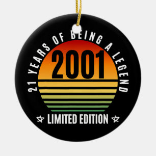 21 års gamla presenter Retro 2001 Begränsad utgåva Julgransprydnad Keramik