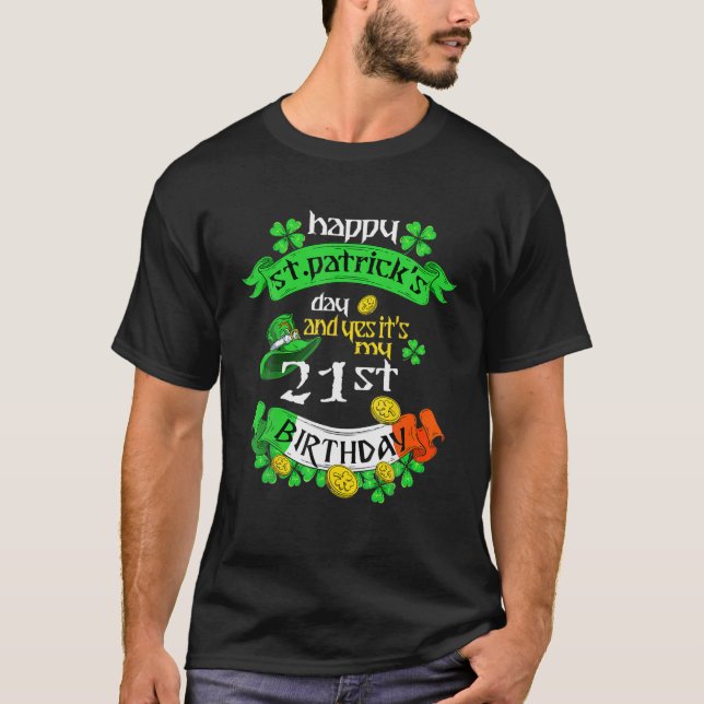 21 års gammal St patricks day Min 21:a födelsedags T Shirt (Framsida)