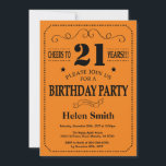 21-års inbjudan svart och orange<br><div class="desc">21-års inbjudan Svart och orange typografi. Svart och orange syren lavendel viol bakgrund. Vuxen födelsedag. Manlig män eller kvinnlig födelsedag. Barn pojke eller flicka dam tonåring tonåring födelsedagsinbjudan. 13:e 15:e 16:e 18:e 20:e 21:a 30:e 40:e 50:e 60:e 70:e 80:e 90:e 100:e. Alla åldrar. För ytterligare anpassning, klicka på "Anpassa"-knappen och...</div>