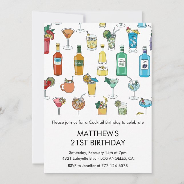 21-års inbjudningar Cocktail Modern (Framsida)