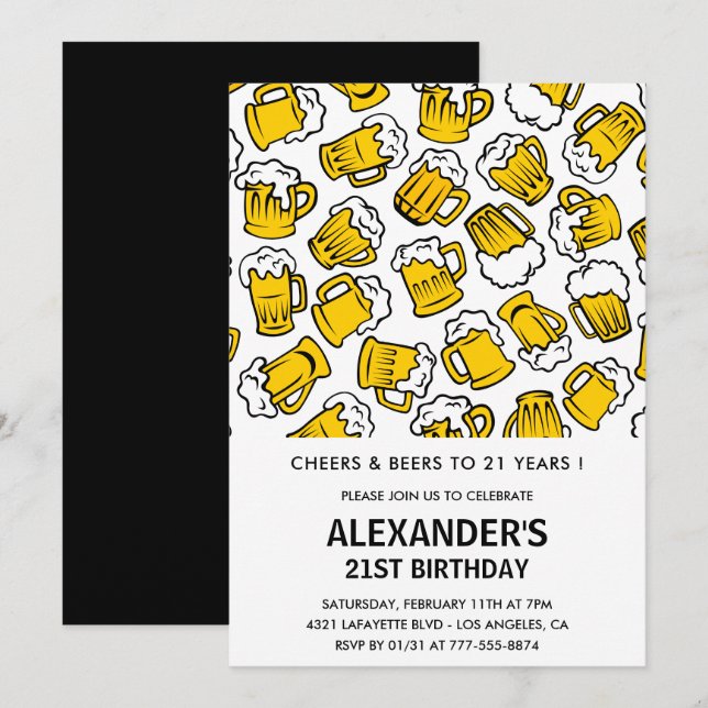 21-års inbjudningar Män Cheers och öl  (Fram/baksida)