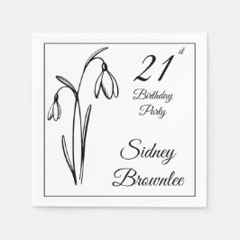 21-års Snowdrop Floral Svart Och Vit Pappersservett