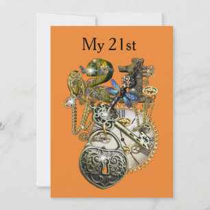 21-års Steampunk-födelsedag Inbjudningar