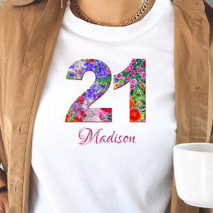 21 års utformning av blommigten för födelsedagsfes t shirt