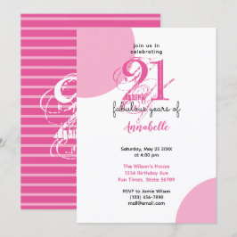 21-årsdag 21 fantastiska år ROSA typografi Inbjudningar