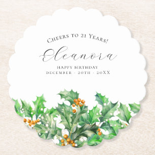 21-årsdag December Födelsedagsblomma Julros Custom Underlägg Papper