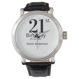 21-årsdag fet bokstav namn datum enkel man pojke armbandsur