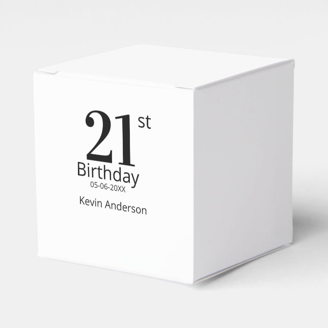 21-årsdag fet bokstav namn datum enkel man pojke presentaskar (Framsidan Sidan)