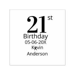 21-årsdag fet namn datum enkel man pojke självfärgande stämpel