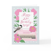 21-årsdag för fru | Skrivmaskin och blommor