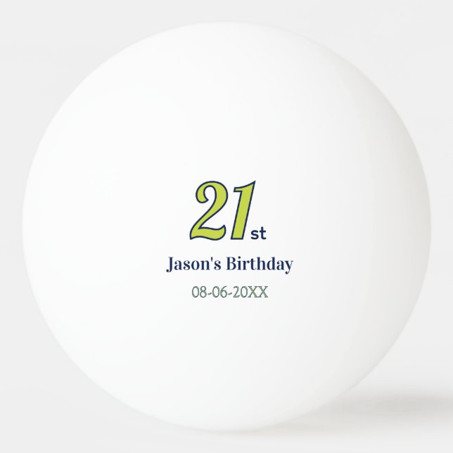 21-årsdag gul blå grön fet bokstav namn t pingisboll (Framsidan)