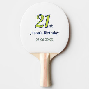 21-årsdag gul blå grön fet bokstav namn t pingisracket