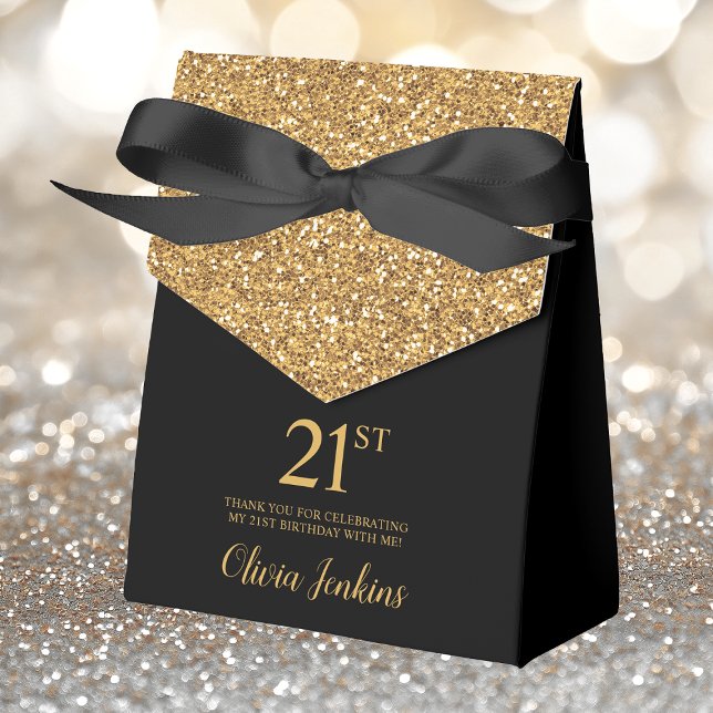 21-årsdag Guld Glitter Tack Presentaskar (Skapare uppladdad)