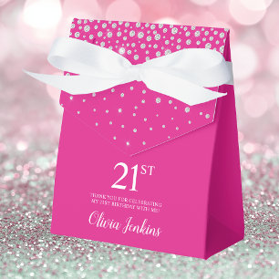21-årsdag Hot Pink Glittrande Tack Presentaskar