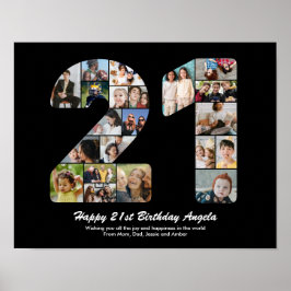 21-årsdag Nummer 21 Foto Collage Present Poster
