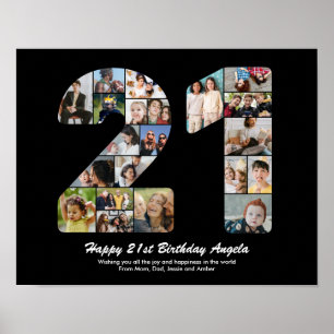 21-årsdag Nummer 21 Foto Collage Present Poster