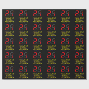 21-årsdag: Röd digital klockstil "21" + Namn Presentpapper
