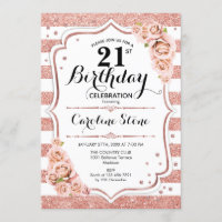21-årsdag - Rosa Guld med Vita Ränder