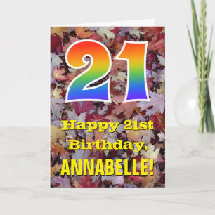 21-årsdag; Rustika löv; Regnbåge "21" Kort