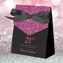 21-årsdag Svart het rosa glitter tack Presentaskar