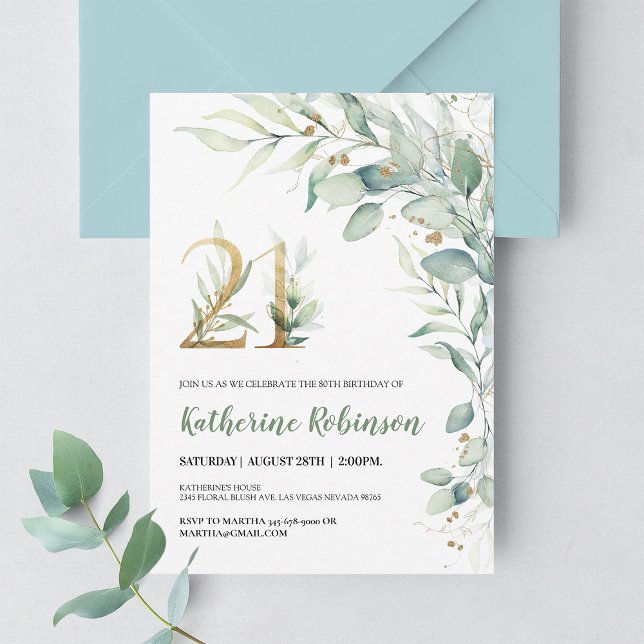 21-årsdagen inbjudan för hennes Vuxen födelsedag (Skapare uppladdad)