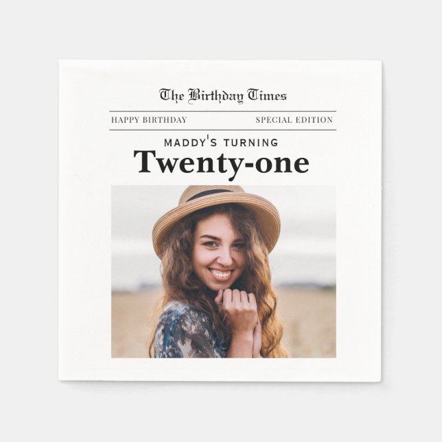 21-årsdagstidning pappersservett (Framsidan)