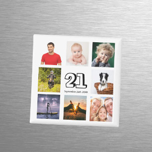 21-årsfest fotokollage save the date magnet