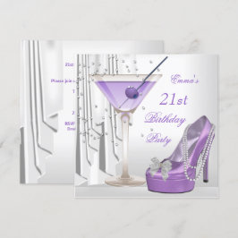 21-årsfest Vit Lilas Martini Pärlsko Inbjudningar