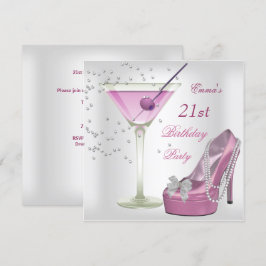 21-årsfest Vita Rosa Martini-skor Inbjudningar