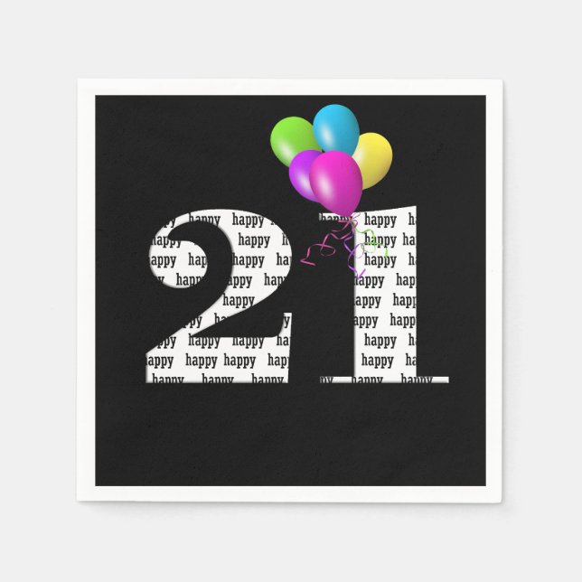 21-årsfestballonger pappersservett (Framsidan)